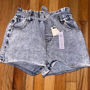 TGLA denim tie jean shorts